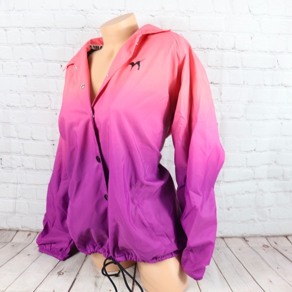VS PINK coaches Snap Front Ombre Collared Jacket - Picture 5 of 7